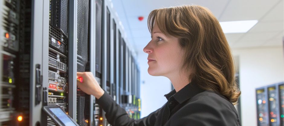 Datacentertekniker arbetar i ett datacenter.