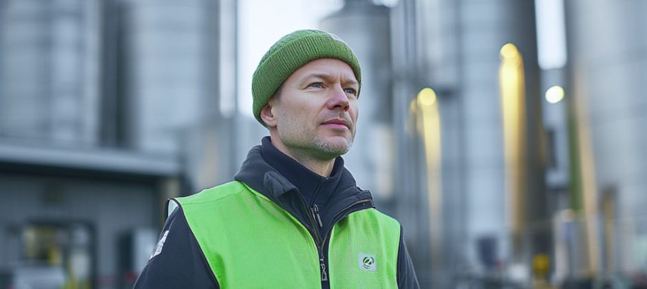 Service- och underhållstekniker inom biogas utanför biogasanläggning.